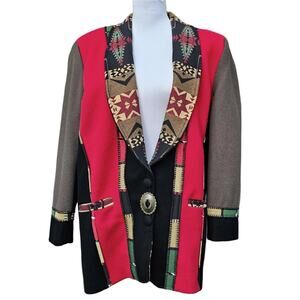 Western Wool Jacket Coloratura Size Small Snap Front Coat Woven Vintage 90s